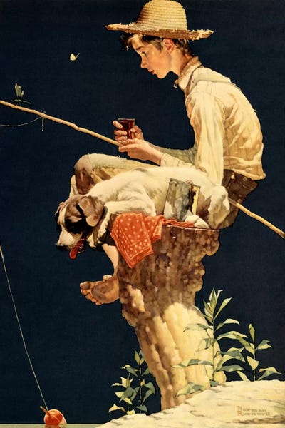 Fishing: Boy Fishing by Norman Rockwell