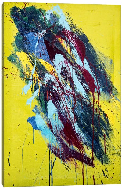 Somber #1 Canvas Art Print - Blue & Yellow Art