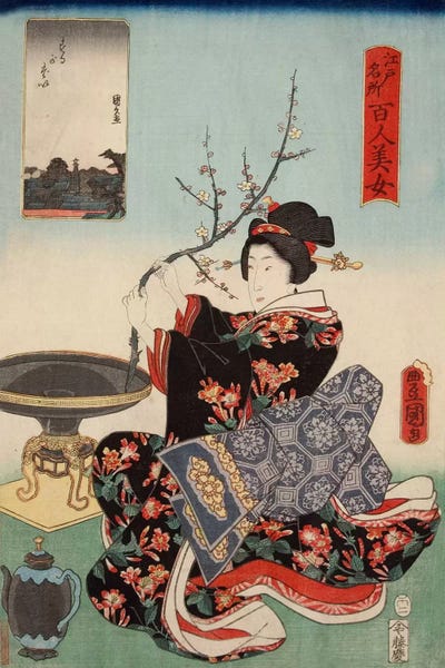 Asian Décor: Woman with Tree Branch by Unknown Artist
