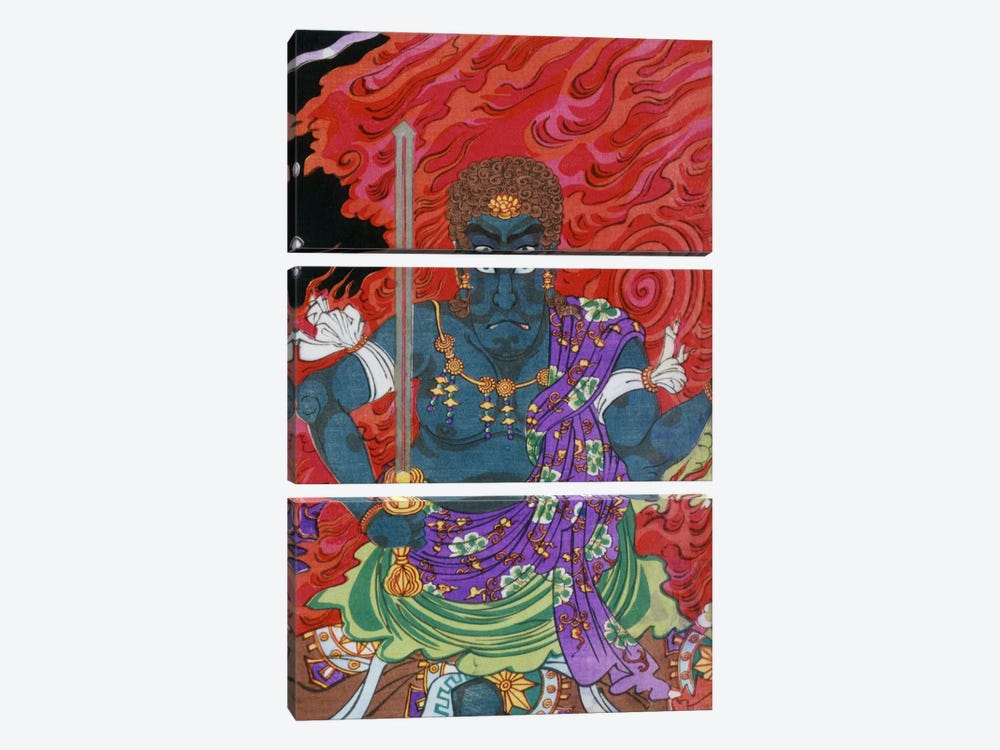 Acala (fudo) with Sword by Unknown Artist 3-piece Canvas Art