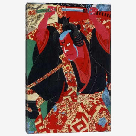 Samurai Painted Red Canvas Print #1631} by Unknown Artist Canvas Print