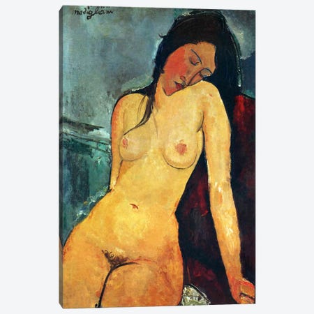 Seated Nude Canvas Print #1723} by Amedeo Modigliani Canvas Print