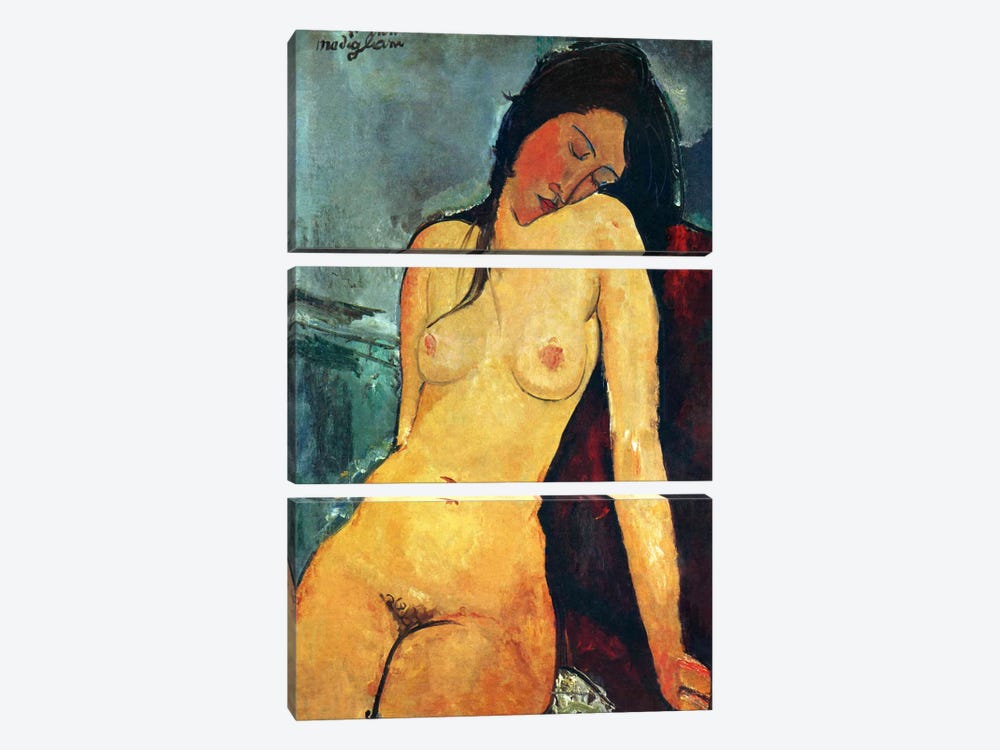 Seated Nude by Amedeo Modigliani 3-piece Canvas Artwork