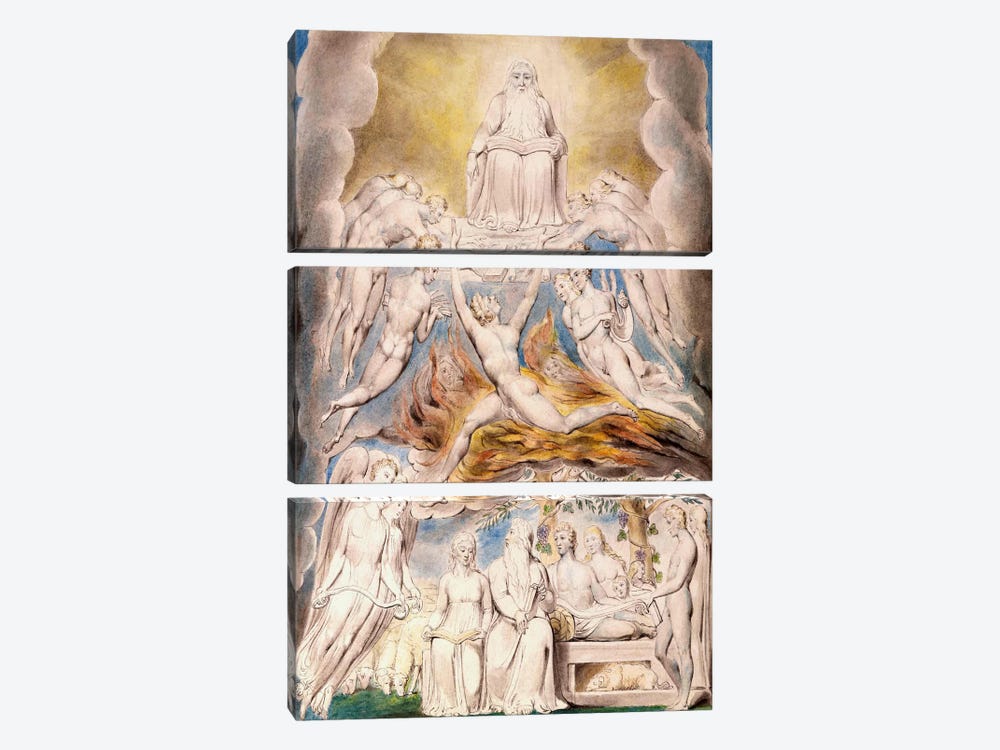 Satan Before The Throne of God by William Blake 3-piece Canvas Print