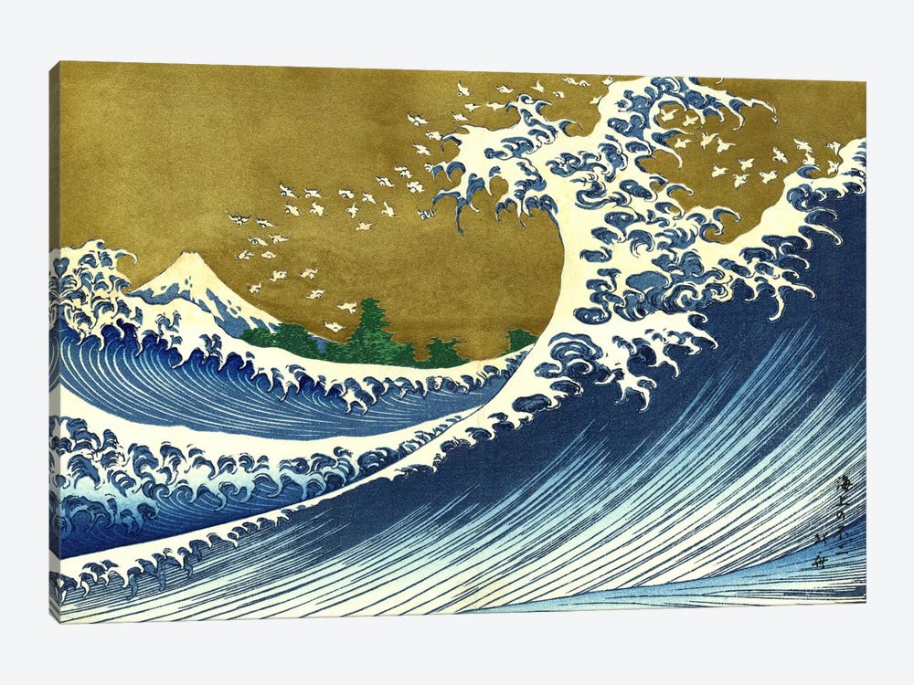 A Colored Version of The Big Wave 1-piece Canvas Wall Art