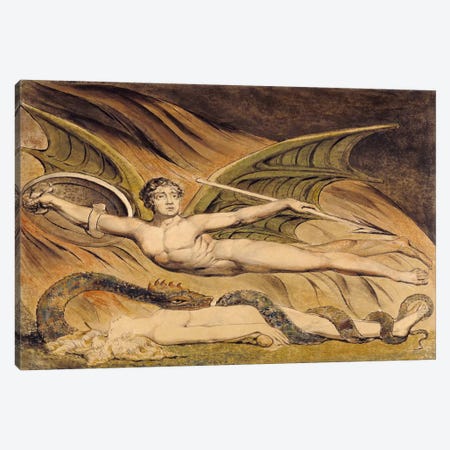 Satan Exulting Over Eve Canvas Print #1766} by William Blake Canvas Art
