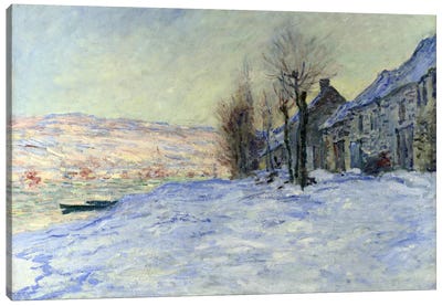 Lavacourt Sunshine and Snow Canvas Art Print - Claude Monet