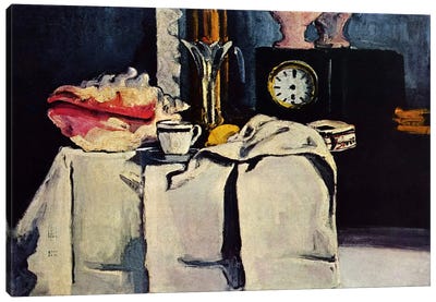 The Black Clock Canvas Art Print - Paul Cezanne