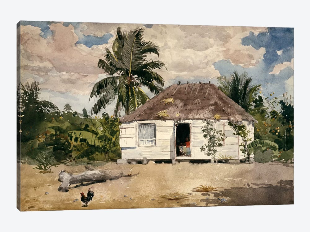 Native Huts, Nassau 1-piece Canvas Art Print