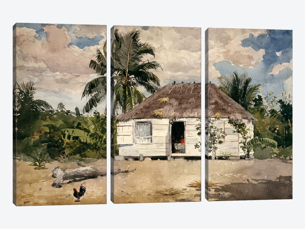 Native Huts, Nassau 3-piece Art Print