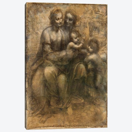 The Virgin and Child with Saint Anne and Saint John The Baptist Canvas Print #1814} by Leonardo da Vinci Canvas Artwork