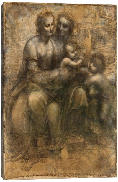 The Virgin and Child with Saint Anne and Saint John The Baptist Canvas Art Print - Renaissance Art