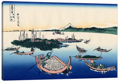 Tsukada Island in The Musashi Province Canvas Art Print - Katsushika Hokusai