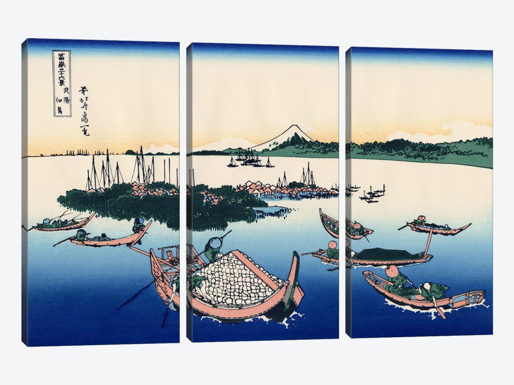 Tsukada Island in The Musashi Province by Katsushika Hokusai 3-piece Canvas Print