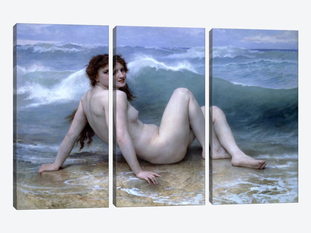 The Wave (La Vague) by William-Adolphe Bouguereau 3-piece Canvas Wall Art
