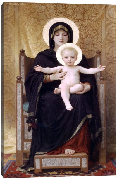 The Seated Madonna (Madone Assise) Canvas Art Print - William Adolphe Bouguereau