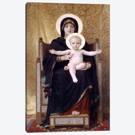 The Seated Madonna (Madone Assise) Canvas Print #1823} by William-Adolphe Bouguereau Canvas Wall Art