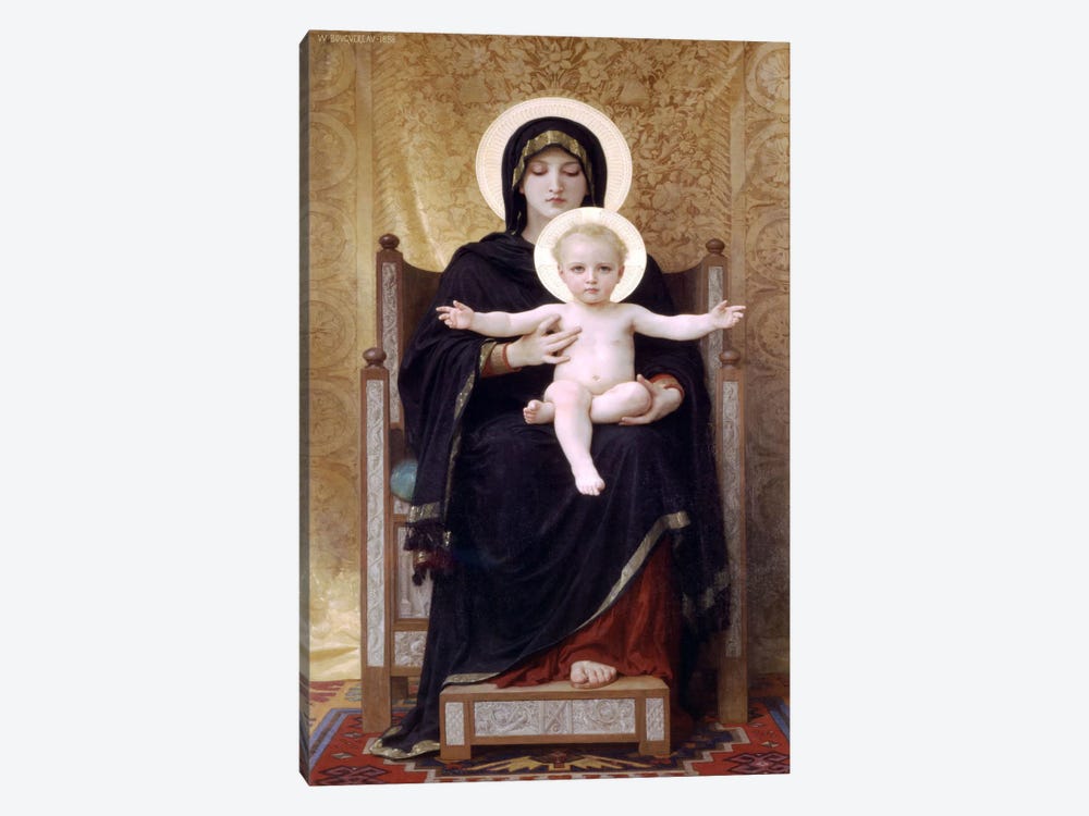 The Seated Madonna (Madone Assise) by William-Adolphe Bouguereau 1-piece Canvas Wall Art