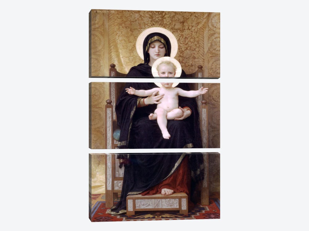 The Seated Madonna (Madone Assise) by William-Adolphe Bouguereau 3-piece Canvas Art