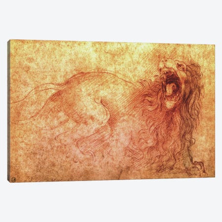 Sketch of a Roaring Lion Canvas Print #1845} by Leonardo da Vinci Canvas Art Print