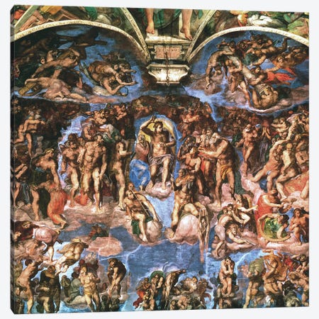 Sistine Chapel: The Last Judgement (Detail Of Upper Half) Canvas Print #1849} by Michelangelo Canvas Artwork