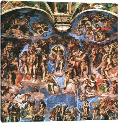 Sistine Chapel: The Last Judgement (Detail Of Upper Half) Canvas Art Print - Christian Art