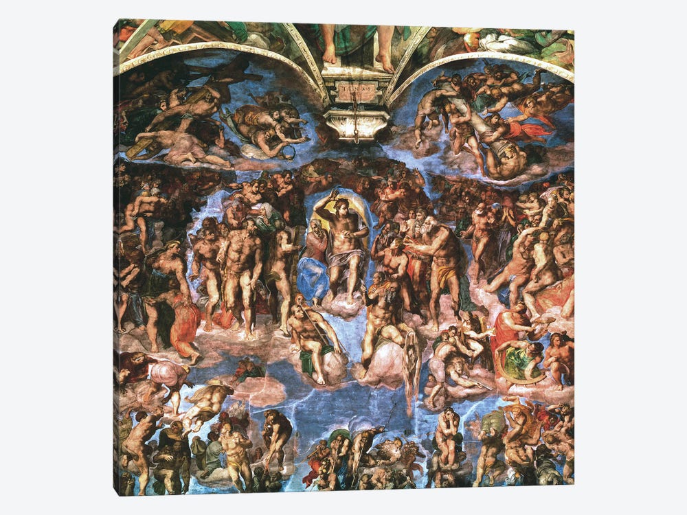 Sistine Chapel: The Last Judgement (Detail Of Upper Half) by Michelangelo 1-piece Canvas Artwork