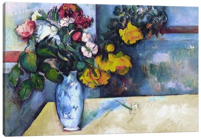 Still Life: Flowers in a Vase Canvas Art Print - Paul Cezanne