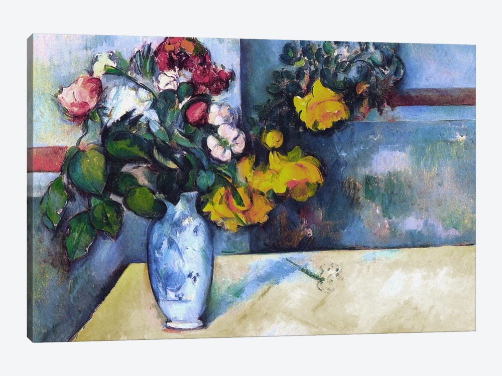 Still Life: Flowers in a Vase by Paul Cezanne 1-piece Canvas Print