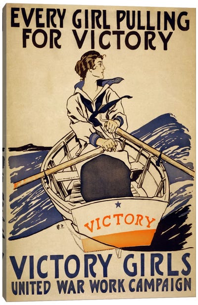 Every Girl Pulling for Victory (WWI Poster) Canvas Art Print - Public Domain TEMP