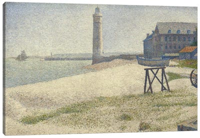 The Lighthouse at Honfleur Canvas Art Print - Coastal Village & Town Art