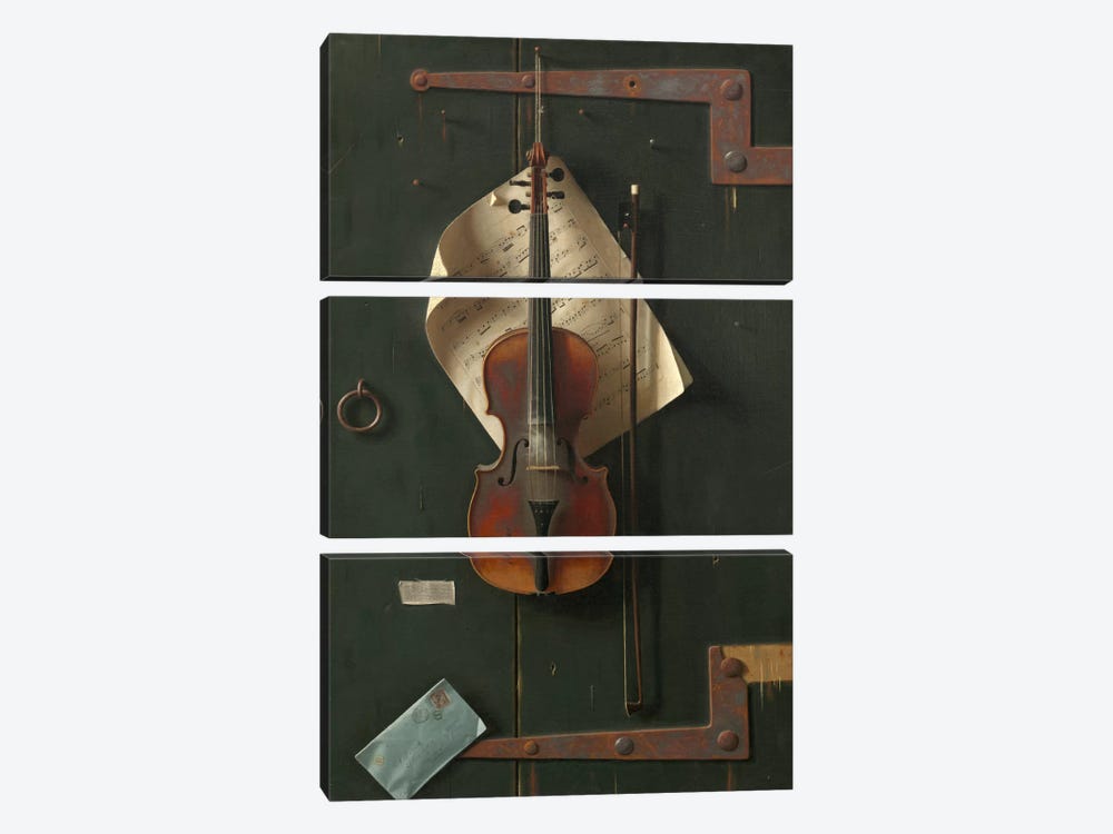 The Old Violin by William Michael Harnett 3-piece Canvas Art Print