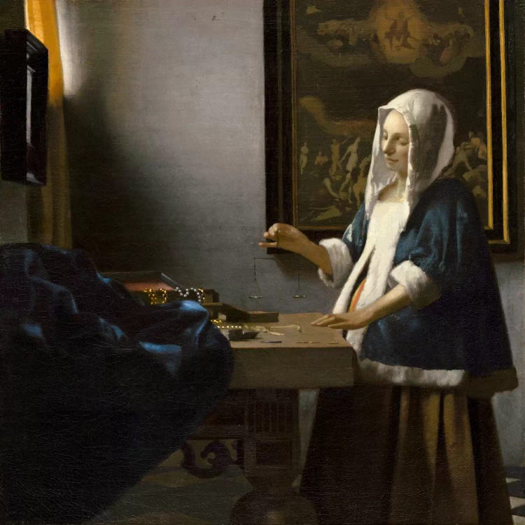 Woman Holding a Balance by Johannes Vermeer wall art