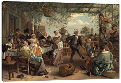 The Dancing Couple Canvas Art Print - Dutch Golden Age Art