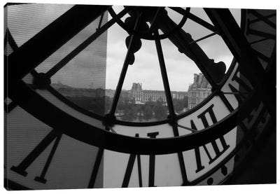 Clock Tower In Paris Canvas Art Print - Industrial Art