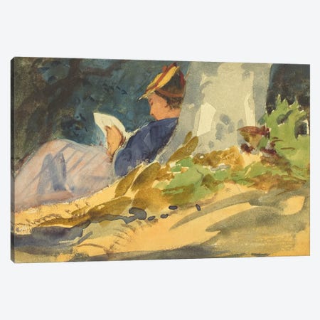 Woman Reading a Book in Nature Canvas Print #1912} by Unknown Artist Canvas Artwork
