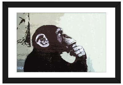 The Thinker Monkey Paper Art Print - Street Art & Graffiti