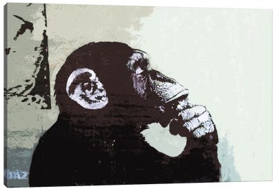 The Thinker Monkey Canvas Art Print - Re-imagined Masterpieces