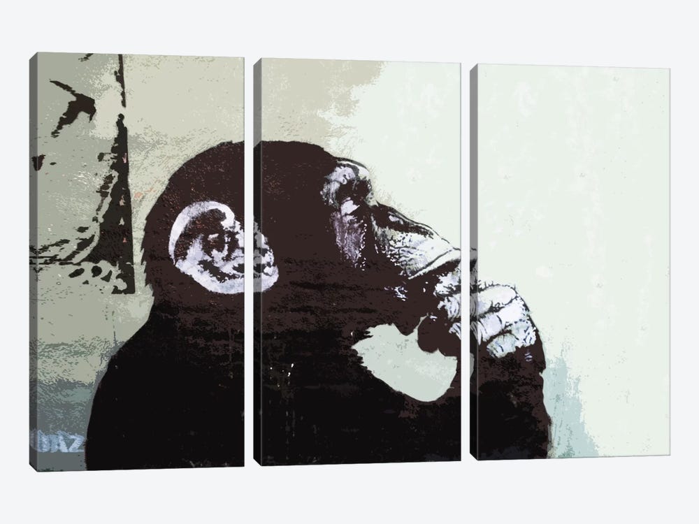 The Thinker Monkey by Unknown Artist 3-piece Canvas Print