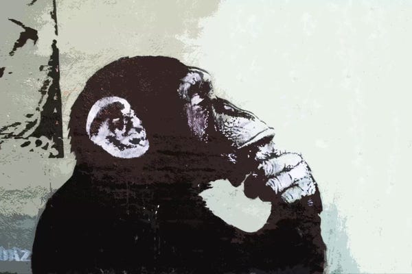 Office Humor: The Thinker Monkey by Unknown Artist
