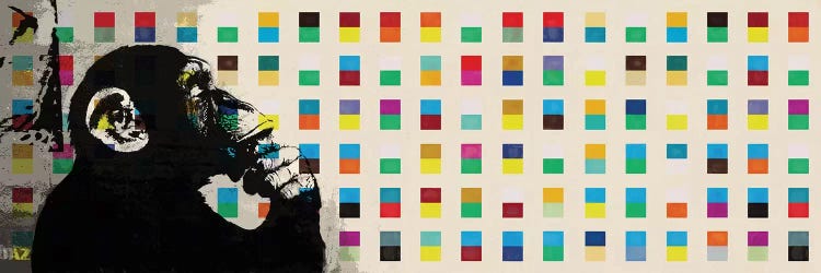 The Thinker Monkey Color Dots Panoramic by Unknown Artist wall art