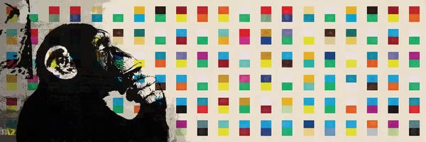 The Thinker Monkey Color Dots Panoramic