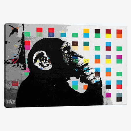 The Thinker Monkey Dots Close Up Canvas Print #2012E} by Unknown Artist Canvas Art