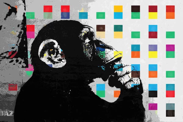 Primates: The Thinker Monkey Dots Close Up by Unknown Artist
