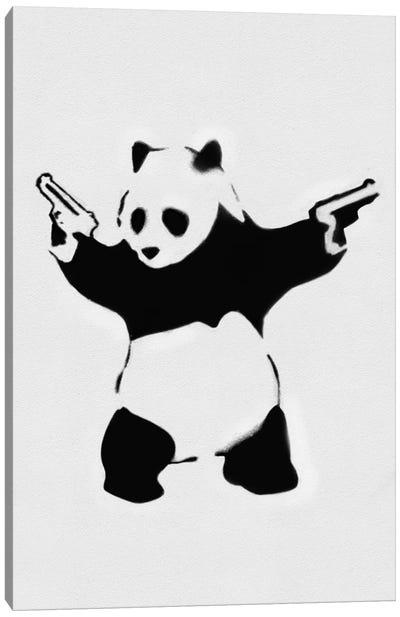 Panda With Guns Canvas Art Print - Best Selling Animal Art