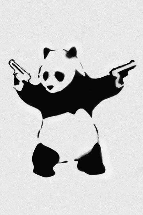 Panda With Guns by Unknown Artist wall art