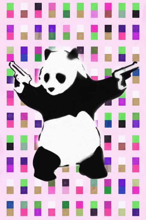 Panda with Guns Acid Dots by Unknown Artist wall art