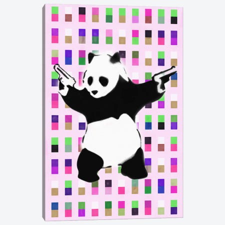 Panda with Guns Acid Dots Canvas Print #2075C} by Unknown Artist Canvas Artwork