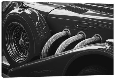 Black And White Vintage Car Canvas Art Print - Auto Racing Art