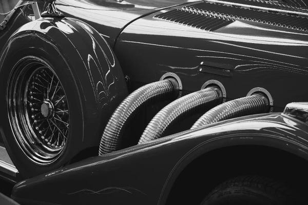 Black & White Pop Culture Art: Black And White Vintage Car by Unknown Artist
